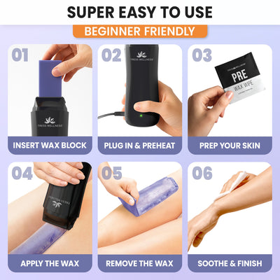 Hard Wax Roller Kit | No-Strip Hair Removal Kit for Full Body
